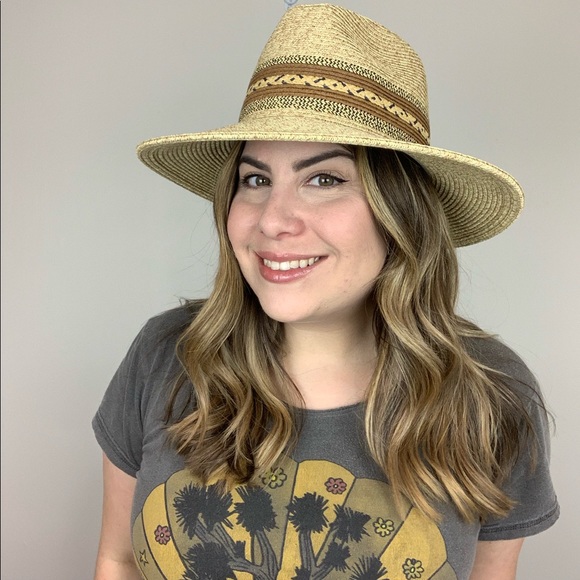 Sunset Trail Straw Rancher Hat Tan Brown Wide Brim - Picture 7 of 8